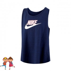 Nike - Sportswear Jersey Tank Top Lány Tenisz Ujjatlan Sötétkék/Rózsaszín/Fehér