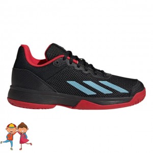 adidas Courtflash Jr. All Court Gyerek Egynemű Teniszcipő Fekete, Kék, Piros
