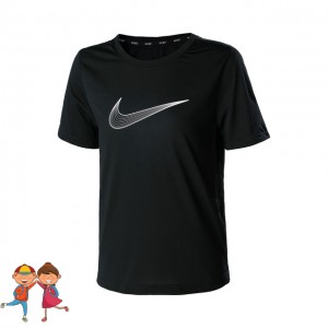 Nike Dri-Fit One Graphic Tee Lány Tenisz Trikó Fekete, Fehér