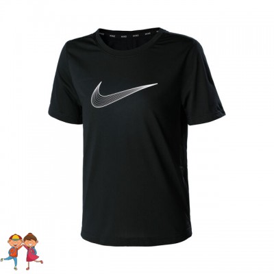 Nike Dri-Fit One Graphic Tee Lány Tenisz Trikó Fekete, Fehér