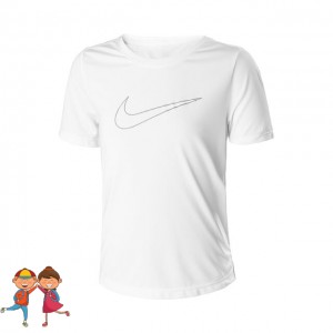 Nike Dri-Fit One Graphic Tee Lány Tenisz Trikó Fehér, Fekete