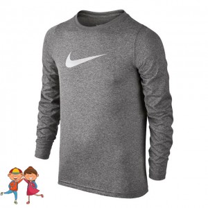 Nike - Dry Long Sleeve Fiú Tenisz Blúz sötét szürke/fehér