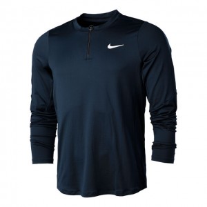 Nike Court Advantage Dri-Fit Long Sleeve Férfi Tenisz Blúz Sötétkék, Fehér
